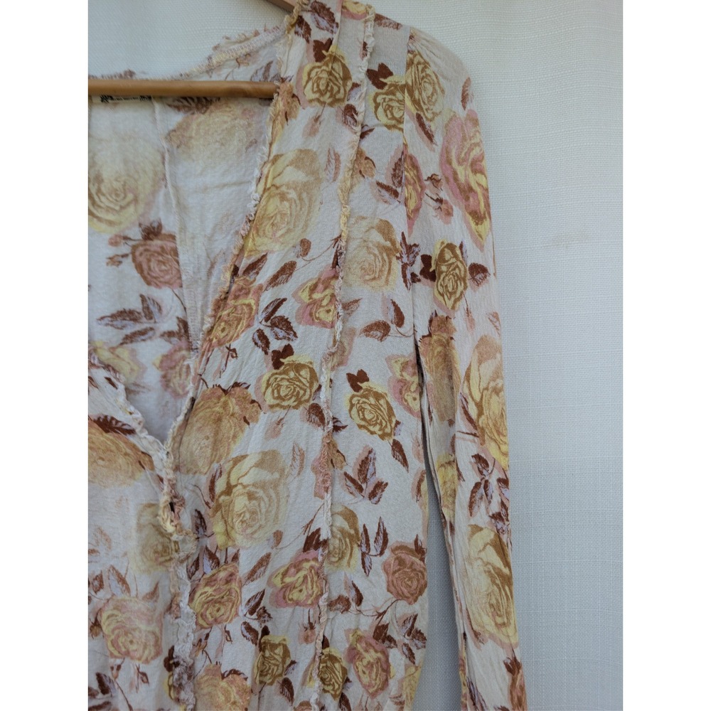 Intimately Free People Plunge Bodysuit Womens SP Yellow Floral Fairycore - Picture 3 of 9